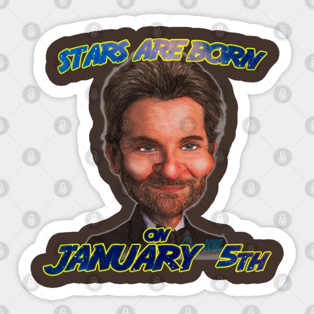 Stars Are Born On January 5th Sticker by Henry Drae